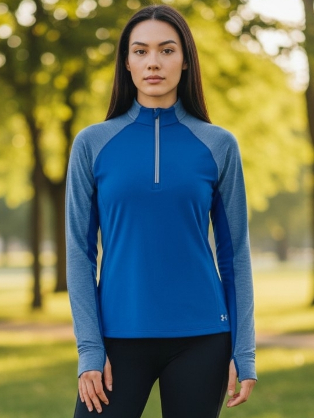 Under Armour Long Sleeve Shirt Large Blue White #LS31